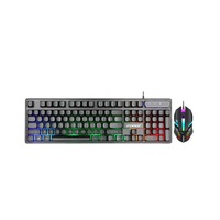 Kombo Keyboard dan Mouse Gaming Berkabel dengan Lampu Latar 104 Tombol USB Berkabel Lampu Latar 3 Warna Set Keyboard Mouse Kabel 1.3M untuk PC Laptop