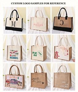 Custom Logo Eco- Friendly Reusable Preserve Tote Bags Promotional Gifts Recycled Cotton Shopping Jute Tote Bag for Wedding - Product Image 4