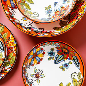Assiette profonde en céramique de Style européen, vaisselle en céramique d'<span class=keywords><strong>automne</strong></span> de 90 plats, bol de riz et à nouilles ménagère - Product Image 2