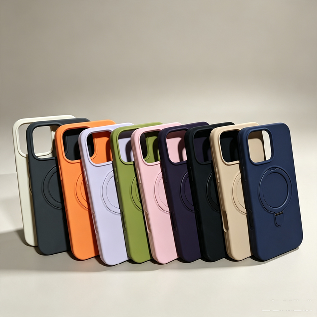 Factory Liquid Silicone Magnetic Phone Case for iPhone 17 Pro Max Foldable Bracket Stand Anti-Oil Cleanable Cellphone Cover