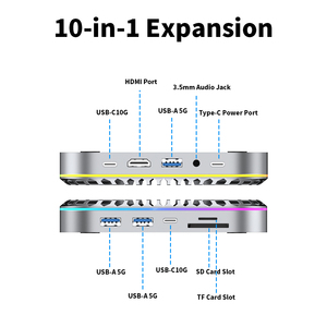 Soporte de aluminio Dual 10Gbps NVMe SSD 4K 240Hz PD100W <span class=keywords><strong>Tipo</strong></span> C Estación de acoplamiento de audio Recinto de disco <span class=keywords><strong>duro</strong></span> Concentrador de disco <span class=keywords><strong>duro</strong></span> para Mac Mini M4 - Product Image 3