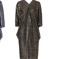 Robe pour femmes grandes tailles, col en V, manches chauve-souris, robe midi plissée, robe décontractée ample enveloppante aux hanches, vêtements pour femmes