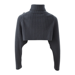 Personnalisation Profonde Marque Privée Durable Cachemire <span class=keywords><strong>Femme</strong></span> Tricoté Uni <span class=keywords><strong>Col</strong></span> <span class=keywords><strong>Roulé</strong></span> Décontracté Longueur <span class=keywords><strong>Courte</strong></span> Manches Longues Cape - Product Image 3