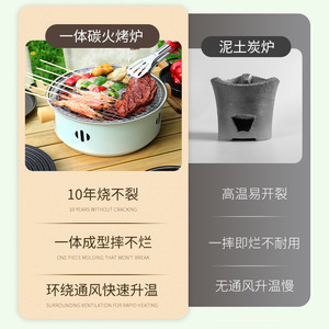 เตาย่างถ่านสแตนเลสแบบพกพาสำหรับใช้กลางแจ้งและในร่ม สำหรับ 3-5 คน - Product Image 1