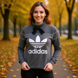 Suéter Adidas para Mujer, Cuello Alto, Lazo Frontal, Logotipo con Brillo, Estilo Casual, Otoño Invierno, Talla XS - Product Image 2