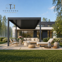 Pergola bioclimatique motorisée en aluminium imperméable avec structure thermolaquée, télécommande et résistance à la rouille pour l'extérieur