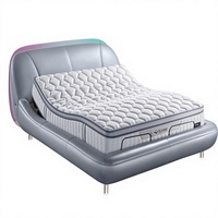 Stareep Lit Suspendu Intelligent Moderne et Simple, Style Designer, Bloc Tofu, Revêtement en Cuir Véritable Doux, Cadre en Bois Massif