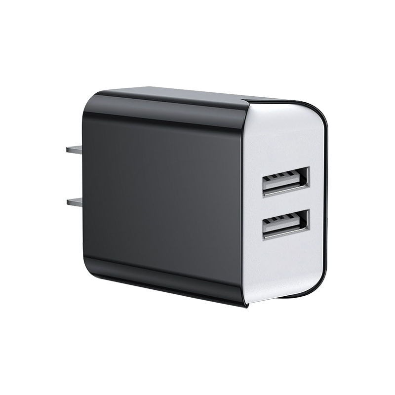 2A ปลั๊ก US ที่ชาร์จติดผนังสีดำ