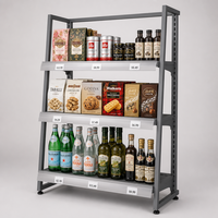 Étagère de présentation à 3 niveaux en forme de A, présentoir de vente au détail sur pied avec étagères réglables et porte-étiquettes pour supermarché et magasin