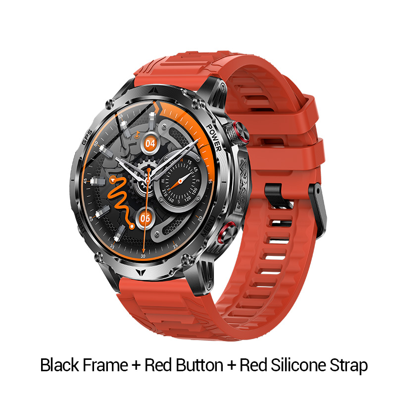 Black Frame + Red Button + Red Silicone Strap
