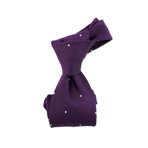Cravatta da Uomo Personalizzata per Ufficio, Elegante Classica Bianca a Pois <span class=keywords><strong>Viola</strong></span> Scuro, Larghezza 8cm, in Seta Jacquard Tessuta - Product Image 2