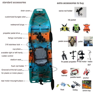 <span class=keywords><strong>Kayak</strong></span> Modular 2026 NUEVO, Tipo Sit-On-Top, 9 pies, con Propulsión <span class=keywords><strong>de</strong></span> Pedal, para <span class=keywords><strong>Pesca</strong></span>, Superligero, con Pedales, HDPE, para 1 Persona - Product Image 4