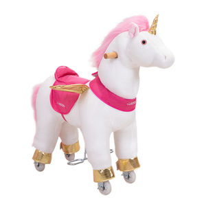 Nuevo Caballo Mecánico de Peluche Rosa en Venta, Juguete de Montar Tipo Unicornio - Product Image 3