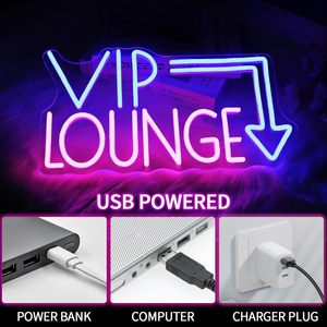 Enseignes néon LED VIP Lounge, à intensité variable, alimentées par USB, lumière d'ambiance, décoration de vitrine, lumière indicatrice de rue, personnalisables - Product Image 2