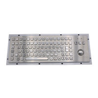 Keyboard Logam Industri Kasar IP65 Stainless Steel dengan Mouse Trackball