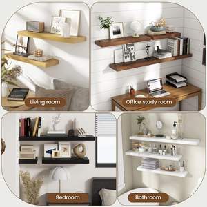 Étagère murale flottante en bois rustique marron pour salon, cuisine, salle de bain et décoration intérieure, avec supports invisibles - Product Image 4