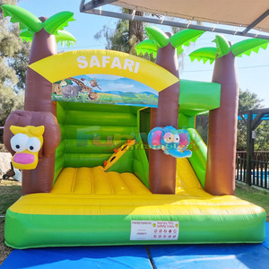 Castillo inflable comercial para fiestas al aire libre, con tobogán, estilo safari. - Product Image 3