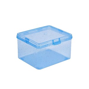 Boîte de rangement rectangulaire transparente bleu poudré avec couvercle pour cartes, pièces de monnaie, organisateur de bureau, conteneur de bureau 30g Zhejiang - Product Image 1