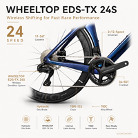 Vélo de route en fibre de carbone T800 700C Racing Wheeltop EDS TX 24 vitesses Frein à disque hydraulique Pneus 700x28C Roues en alliage