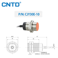 CNTD CJY30E-10 tipe silinder Sensor kedekatan induktif (ekonomis) jarak deteksi 10mm output NPN tiga kawat IP67