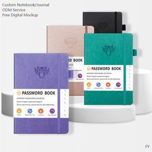Libreta de Contraseñas de Tapa Dura Gruesa de 32mo, Cubierta de Cuero PU, Impresión Digital, Costura con Hilo de Colores, Portaplumas - Product Image 1