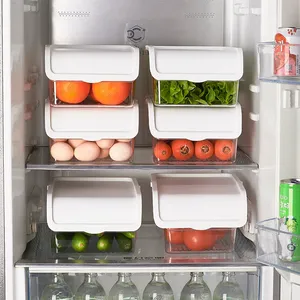 Boîte de rangement <span class=keywords><strong>pour</strong></span> réfrigérateur de cuisine professionnelle, scellée et empilable, avec couvercle, <span class=keywords><strong>pour</strong></span> aliments frais, fruits et légumes - Product Image 4