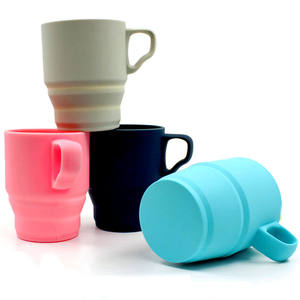 Taza de agua de silicona portátil de 300ml con tapa, taza de oficina en casa, taza de café colorida al por mayor para tazas Sippy - Product Image 4