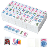 Jeu de tuiles de Mahjong américain de voyage premium 1,2 pouces 166 pièces, comprenant des points, des bamboues, des craquelures, des dragons, des vents, des fleurs, des jokers et des tuiles vierges