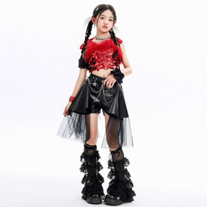 Costume de scène pour filles, jazz, hip hop, <span class=keywords><strong>danse</strong></span> de rue, imprimé numérique en polyester - Product Image 4