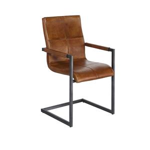 Fauteuil moderne en cuir avec structure métallique, assise rembourrée confortable, accoudoirs de soutien et construction durable – Chaises de salle à manger - Product Image 1