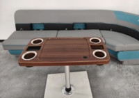 Ensemble de table de bateau en plastique Allshine - 18"x34" - Table amovible pour ponton - 4 porte-gobelets - 2 supports pour téléphone - Installation facile - OEM accepté