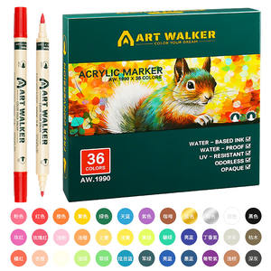 二重先端アートマーカー描画アクリルペイントマーカーペンセット12/24/26/36色ロックセラミックガラス木質絵画 - Product Image 3