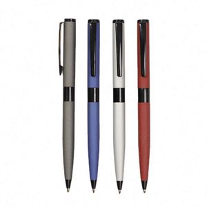 Stylo bille de luxe en aluminium et acier inoxydable dépoli pour hôtel, personnalisable avec logo OEM, encre bleue/noire - Product Image 3