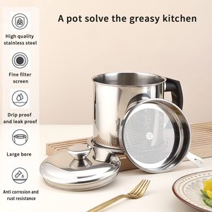 Bouteille à huile <span class=keywords><strong>en</strong></span> acier inoxydable épaissi grande capacité, filtre à huile de cuisine, pot de stockage d'huile <span class=keywords><strong>en</strong></span> métal avec <span class=keywords><strong>passoire</strong></span> pour usage domestique - Product Image 4