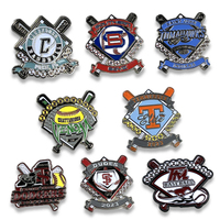 Pin's de collection pour équipes de baseball et softball, personnalisé, en métal émaillé moulé, imprimé UV, 5 mm, vente en gros, pour la Fête nationale et la nouvelle collection de remise de diplôme