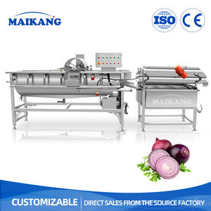 Máquina de lavado de ensaladas de corte fresco con deshidratador vibratorio; Línea de limpieza suave de acero inoxidable SUS304 para rúcula, lechuga y hojas pequeñas - Product Image 3