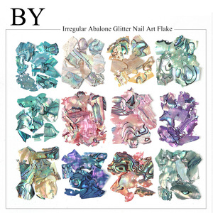 Décorations d'ongles 3D irrégulières en paillettes holographiques en forme <span class=keywords><strong>de</strong></span> flocons <span class=keywords><strong>de</strong></span> sirène, tranches <span class=keywords><strong>de</strong></span> coquillages d'ormeau, sequins pour manucure en plastique - Product Image 6