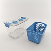Boîte de rangement empilable en plastique pour aliments, en PET, PP et silicone, avec panier de drainage ventilé, multi-usages, OEM