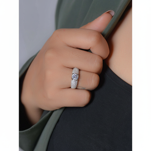 Bague solitaire en argent sterling 14K, 3 carats, diamants américains de qualité AAA avec placage micron et rhodium, bagues fines - Product Image 1