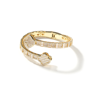 Nouveau Design Trèfle Bracelet Style Classique Bijoux De Mode Pour Femmes Hommes Glacé Bracelets En Laiton Bijoux Hip Hop - Product Image 5