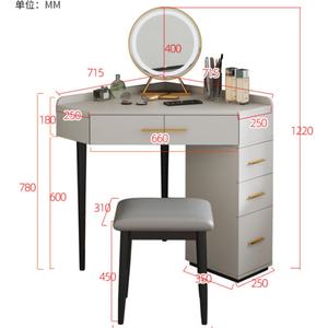 Mueble de Dormitorio Moderno al por Mayor de Fábrica: Tocador en Forma de Corazón, Mesa de Maquillaje Blanca de Esquina, Set de Tocador Triangular con Taburete - Product Image 6