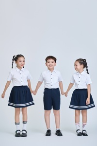 Vietnamien haute qualité tissé sergé enfants école 100% Polyester bleu marine FMF filles école uniforme jupe - Product Image 4