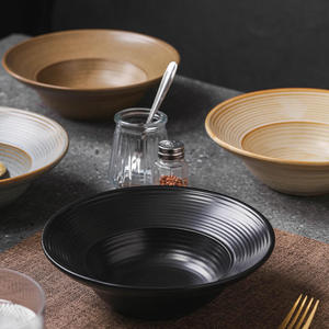 Ciotola in Ceramica Artigianale Giapponese Retrò con Bordo in Paglia, Piatto Creativo per <span class=keywords><strong>Pasta</strong></span> e Insalata, Piatto per Zuppa per la Casa - Product Image 3