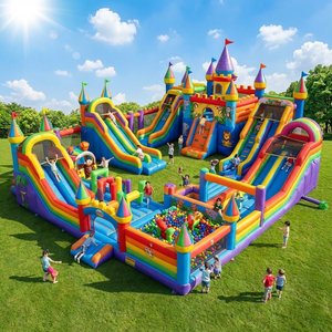 Nouveau design Château gonflable avec toboggan et zone de saut pour fêtes d'enfants et location - Product Image 4