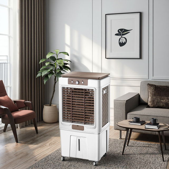 200W 60L Portable Air Cooler - Quiet Evaporative Fan for Bedroom, Living Room & Office Spaces