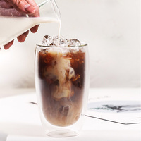 Tasses en verre créatives à double paroi de différentes tailles Verres à café, thé et expresso au lait isolés par vagues avec poignée