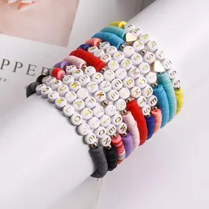 Relationship Bracelet Fashion Jewelry for Women Taylor Friendship Swiftie Letter Bead Polymer Clay Beaded Bracelets Set