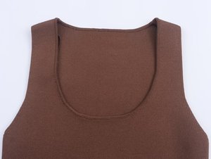 KAR&OT ZA Abbigliamento Donna Nuovo Inizio Autunno 2025 Abito Tinta Unita in Maglia Girocollo Senza Maniche con Cuciture 4192153 - Product Image 5