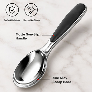 Cuillère à glace en alliage de zinc de qualité alimentaire, poignée antidérapante, cuillère à dessert profonde, passe au lave-vaisselle, pour café, boulangerie, cuisine, maison - Product Image 3