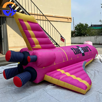 Modèle de fusée d'avion gonflable rose personnalisé, accessoires de décoration publicitaire sur le thème de l'aérospatiale, y compris souffleur